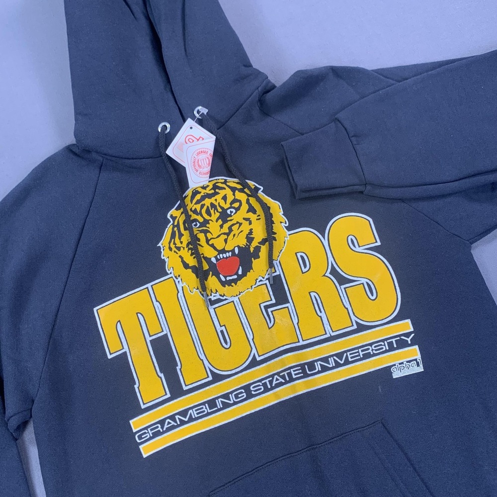 VTG Grambling State Tigers Hoodie Men LG NCAA Football Sweatshirt 90s USA New‎